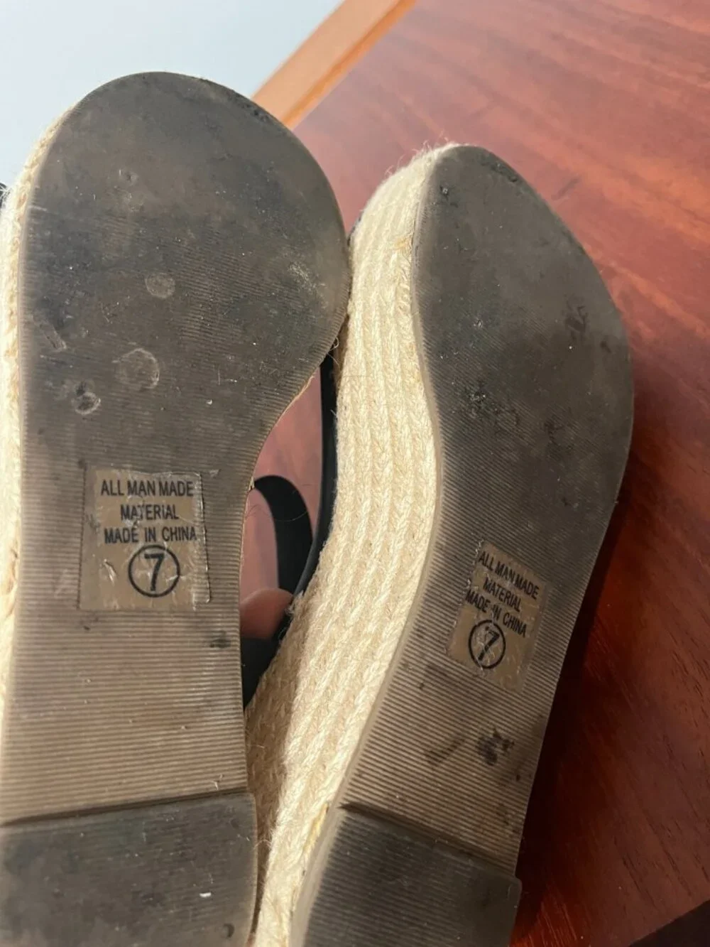 City Classified Espadrille Platform Open Toe Sandals Size 7 Black Straps